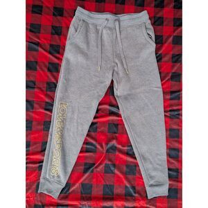Abercrombie & Fitch Grey Logo Jogger Pants Fleece Lined Drawstring Waist Mens